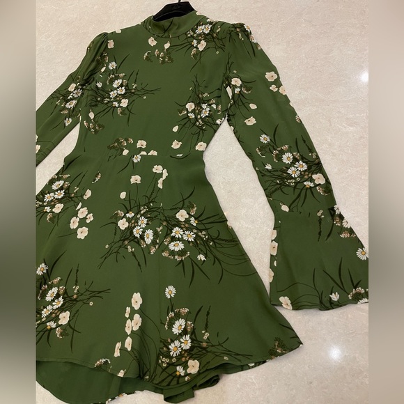 Reformation Persis Dress in Lomita Green Floral Mockneck Long Sleeve Size 2 - Picture 5 of 15